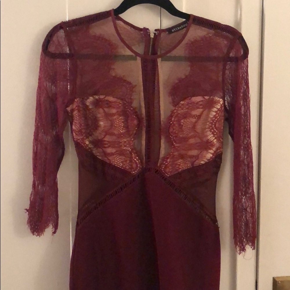 Bodycon Lace Top Bordeaux Dress